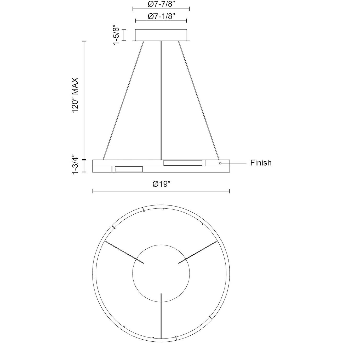 Anello Minor LED 19 inch Brushed Nickel Pendant Ceiling Light